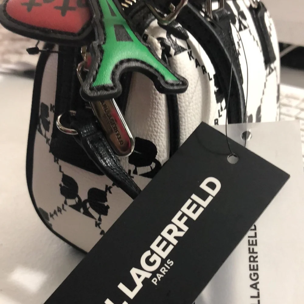 KARL LAGERFELD NWT  Black And white crossbody bag  6” height 6” width 26” strap - Picture 2 of 7